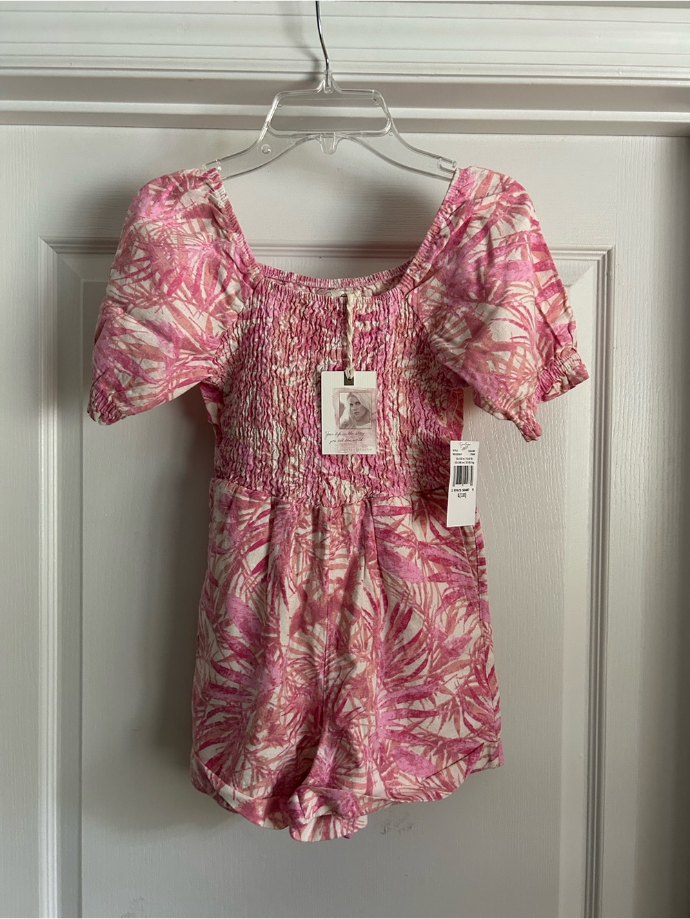 NWT Jessica Simpson Pink Tropical Smocked Romper